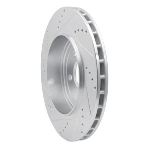 Dodge Durango Brake Rotor (1) - Rear Right - R1 Concepts - Drilled & Slotted - Silver - `12-`25